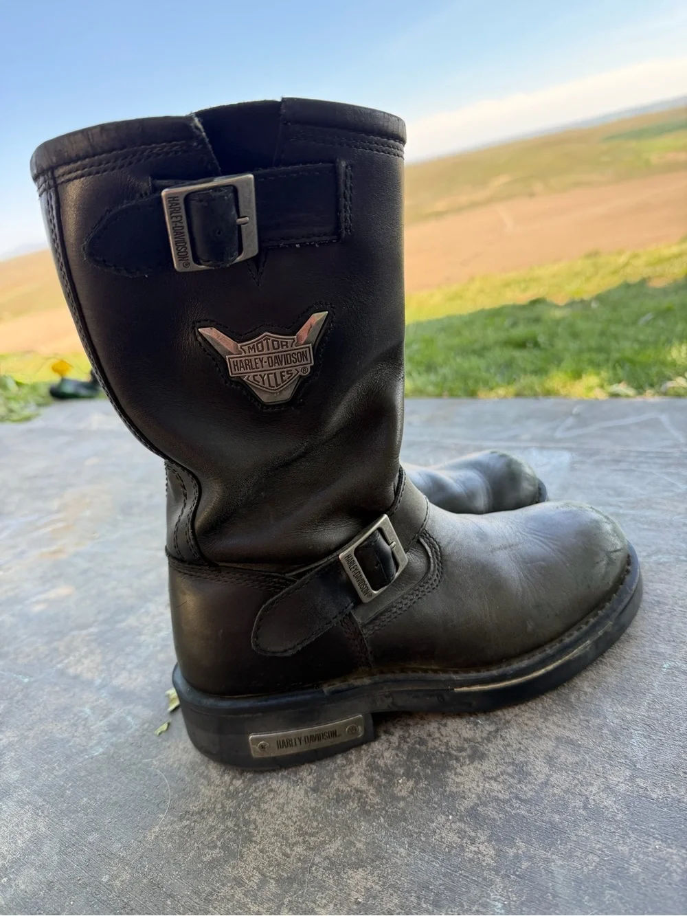 Harley-Davidson Black Leather Motorcycle Engineer Boots